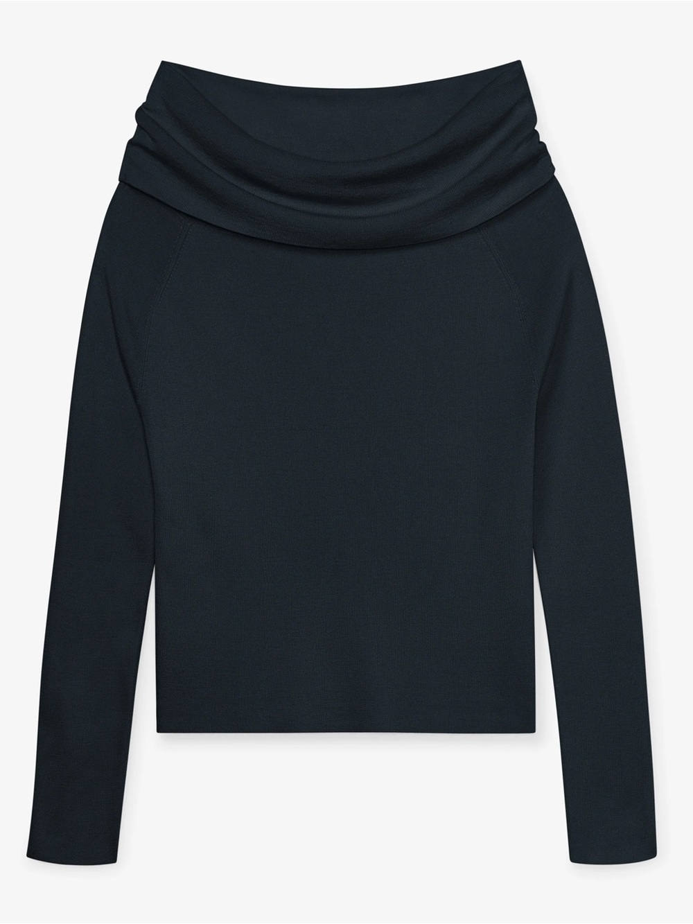 MM LaFleur Dae Top - Silk Jersey Off-Shoulder Cowl Neck Long-Sleeve Deep Sea